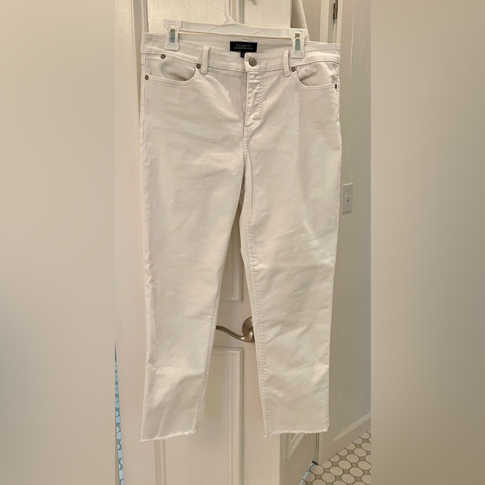 Talbots flawless five-pocket white jean crop